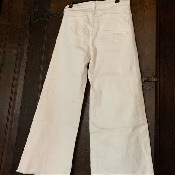Banana Republic Denim - BR Wide Leg White Jeans with Frayed Hem